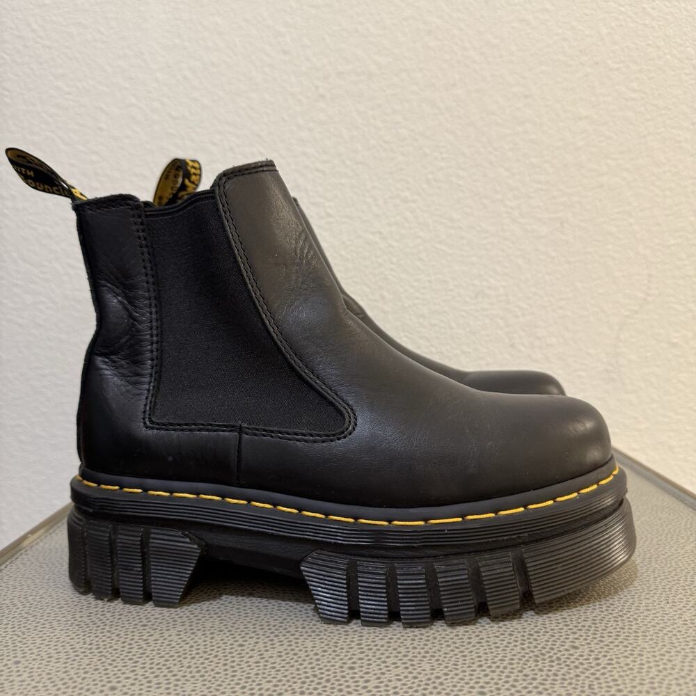 Dr Martens Audrick Black Leather Chelsea Platform Boots LA004 Women's 7
